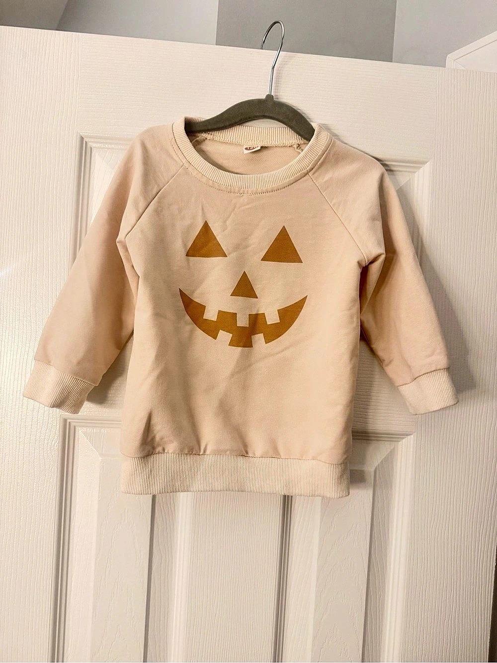 Jack O Lantern Pumpkin Halloween Sweatshirt Long Sleeve Tee Toddler 3T Beige